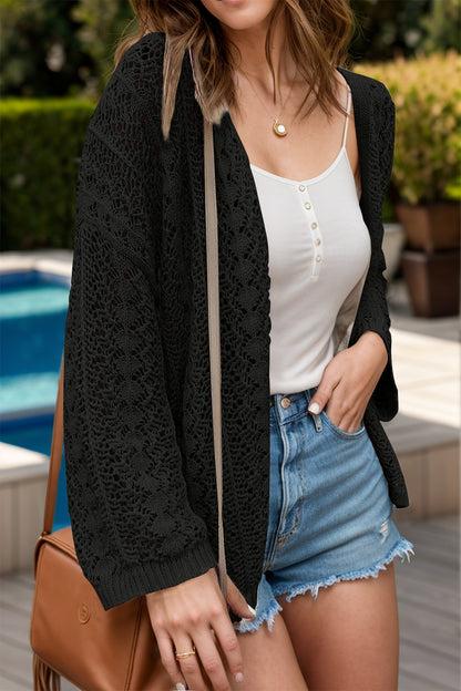 Women's Lace-Look Cardigan Black