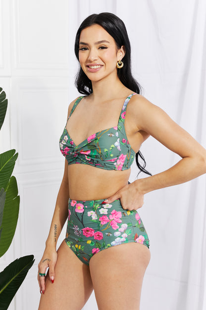 Sage Twist-Front High-Waisted Bikini