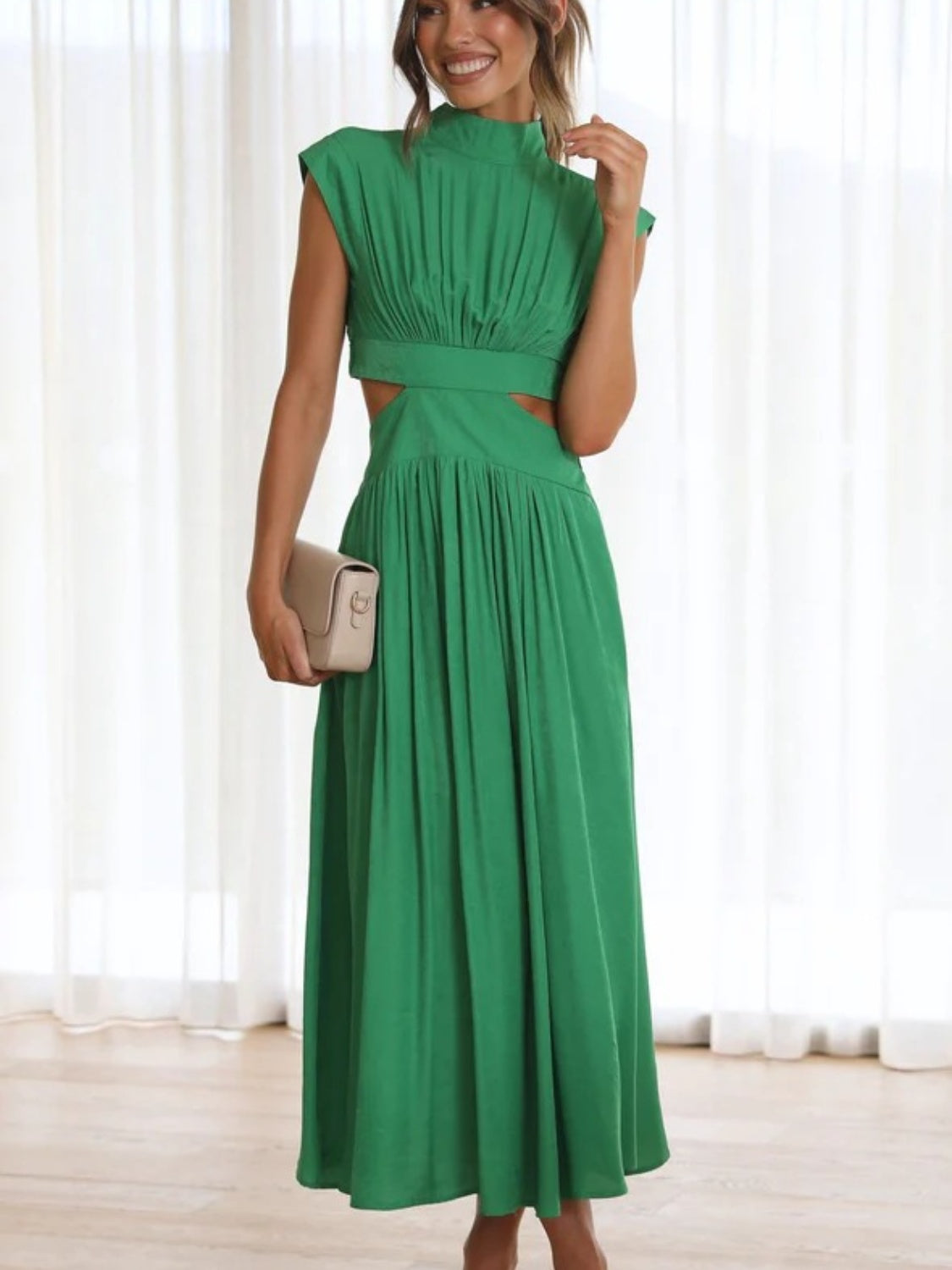 Elegant Cutout Mock Neck Sleeveless Dress