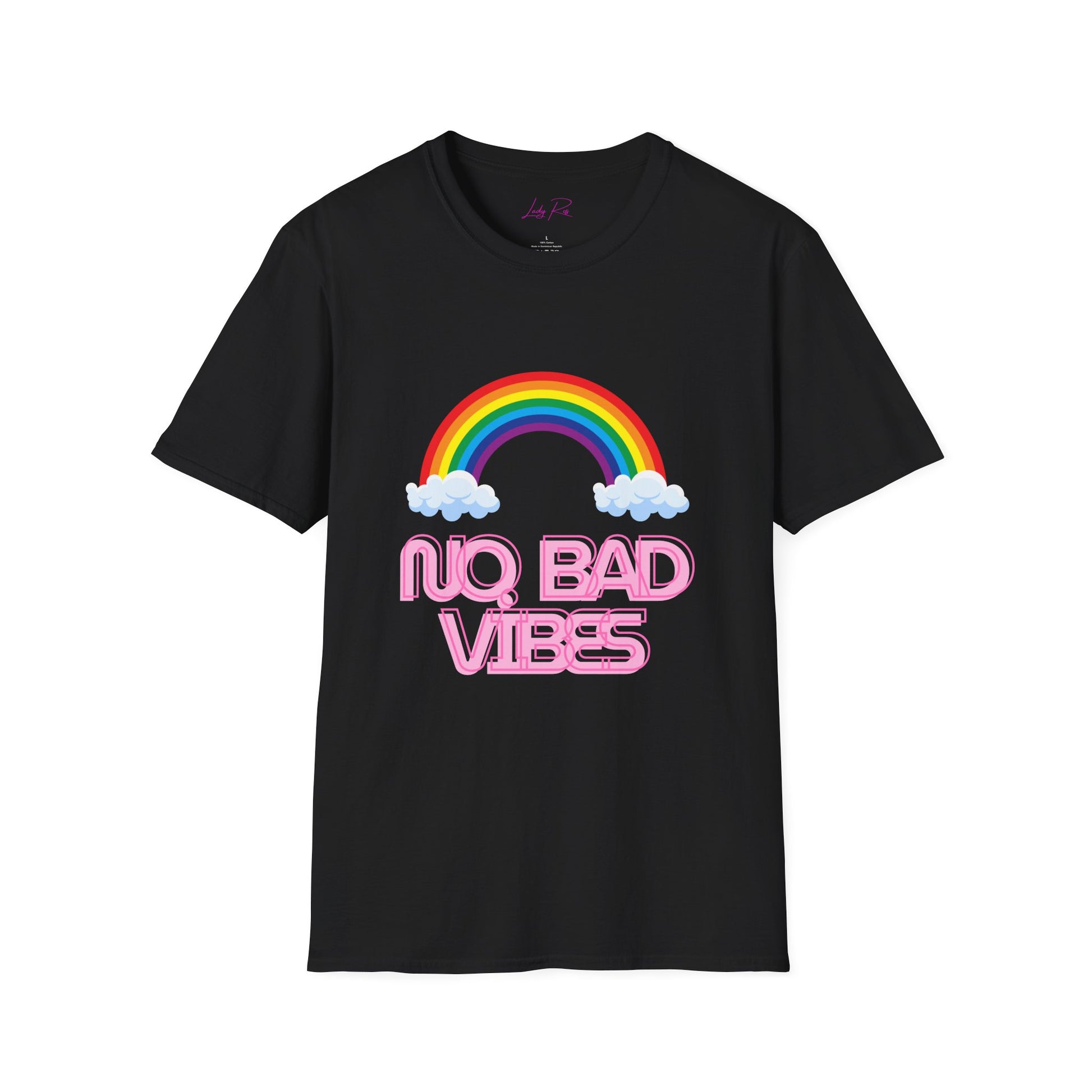 No Bad Vibes Rainbow T-Shirt – Spread Positivity in Style Black