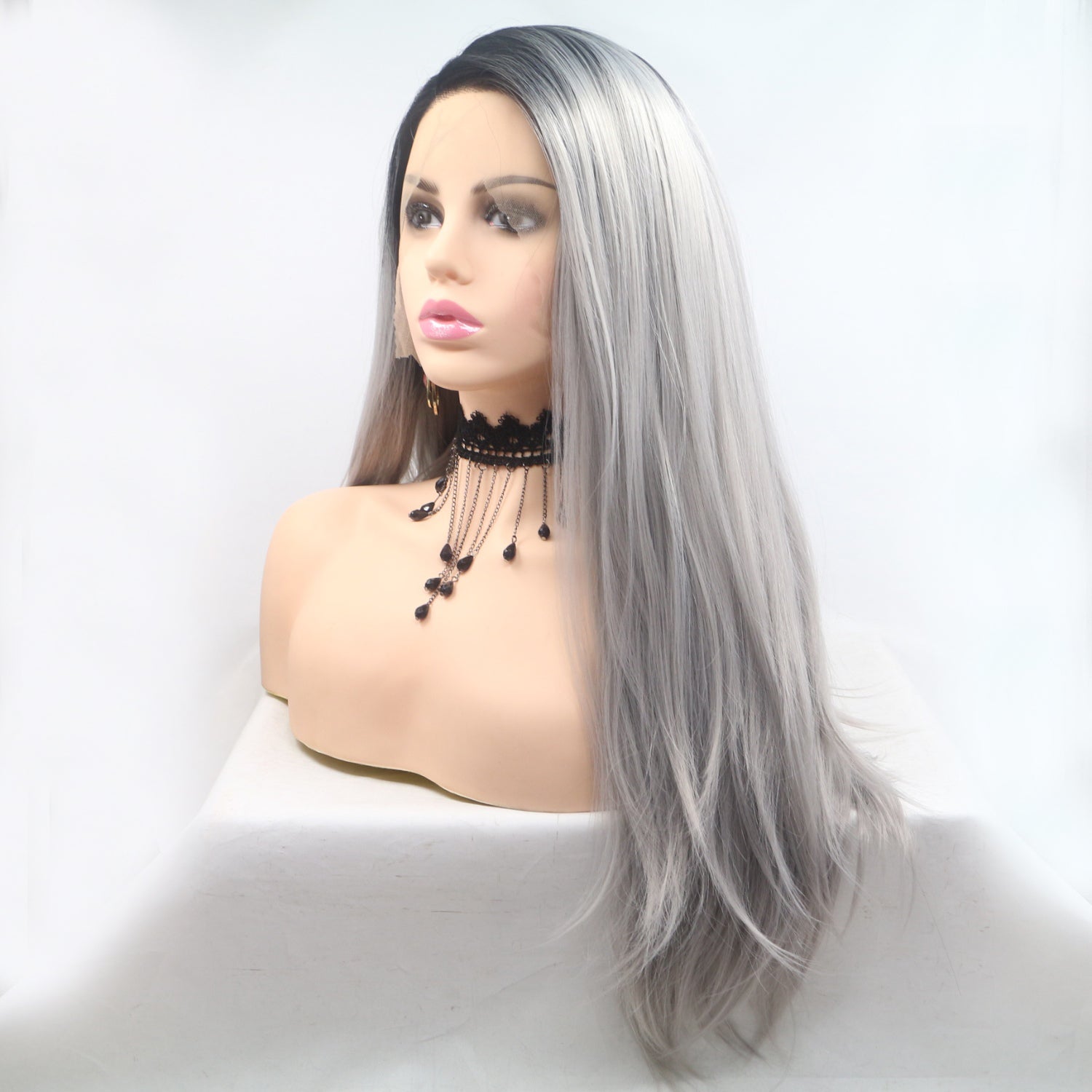 24" Long Straight Lace Front Wig
