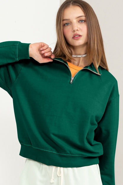 Oversized Half-Zip Sweatshirt for Women