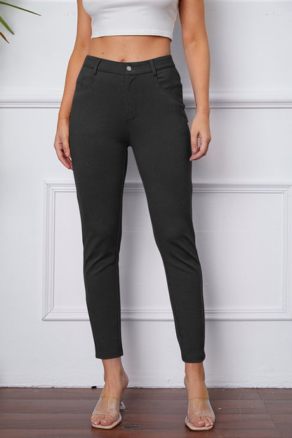 High Waist Stretchy Rayon Blend Pants