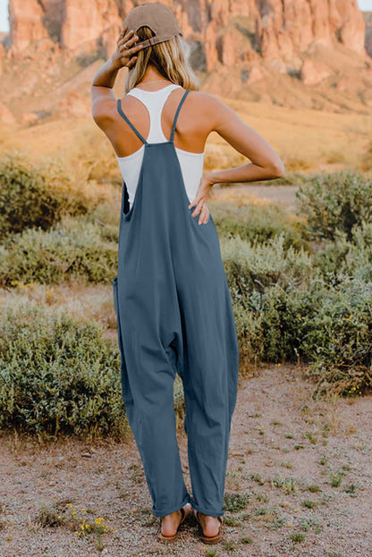 Sleeveless V-Neck Jumpsuit with Pockets