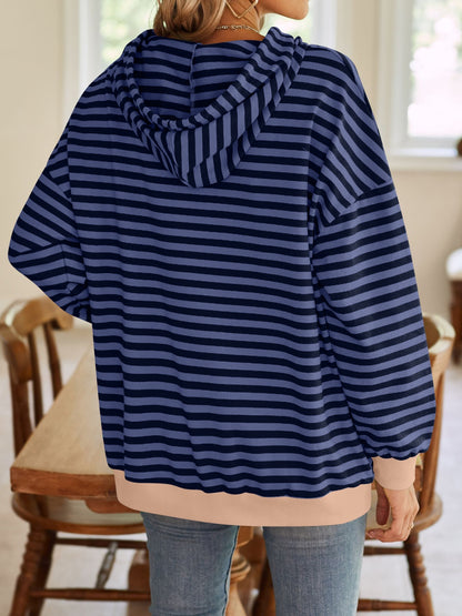 Striped Drawstring Hoodie