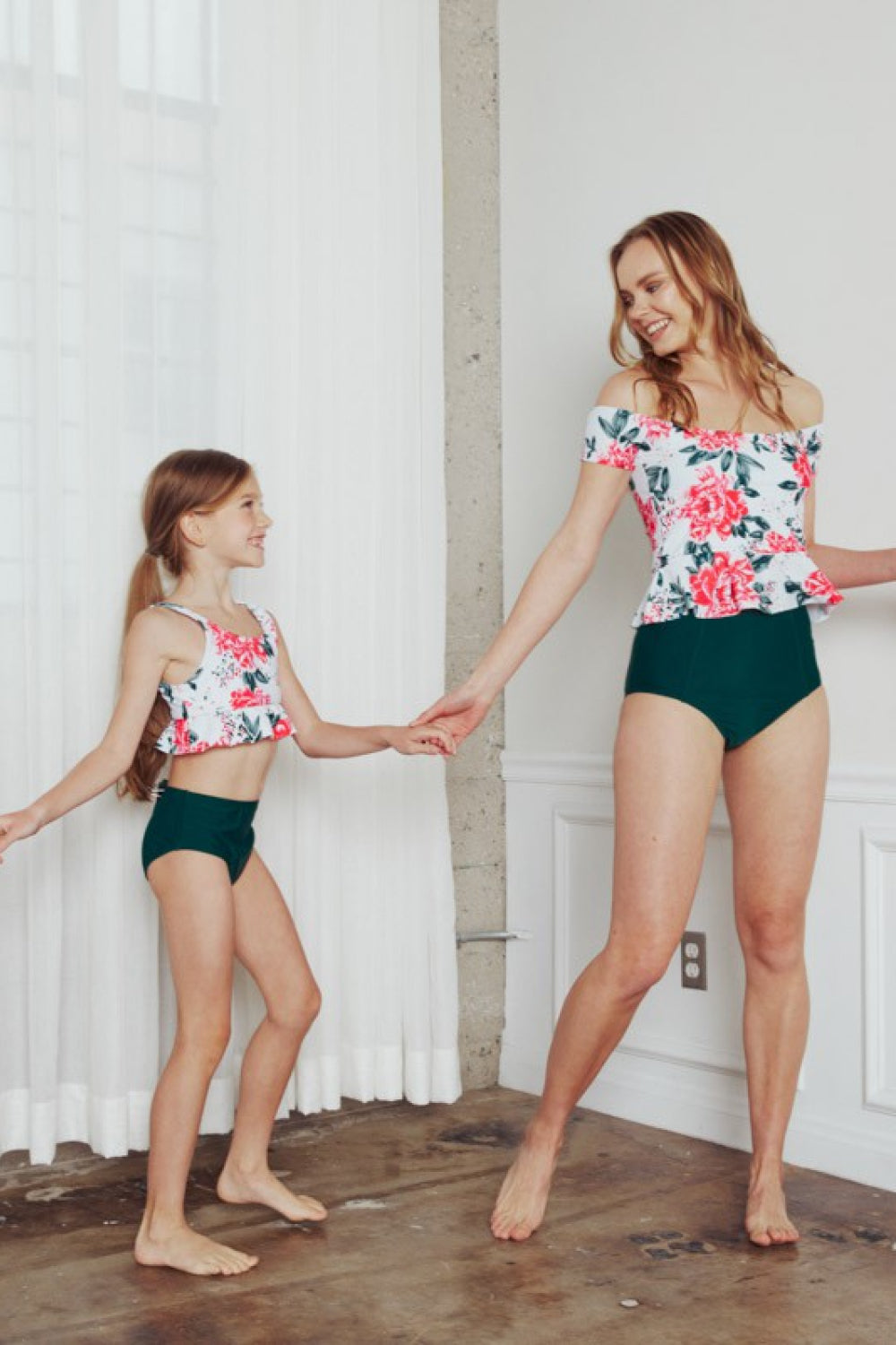 Floral Ruffle Tankini Swimsuit Set