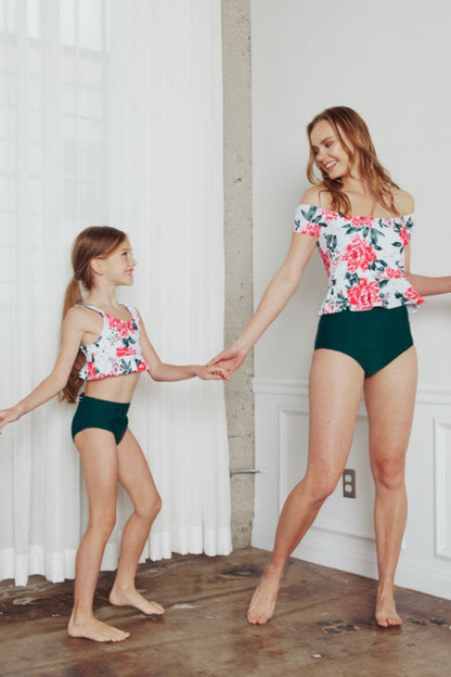 Floral Ruffle Tankini Swimsuit Set