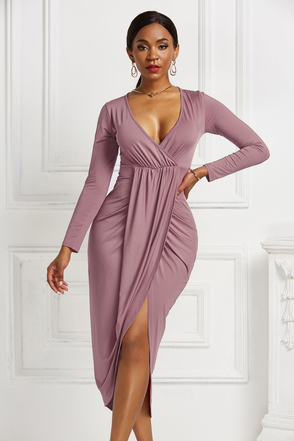 Trendy Ruched High-Low Dress