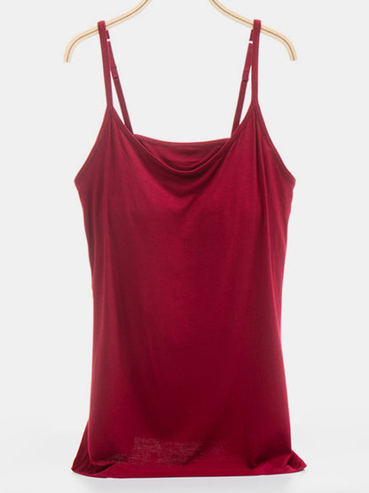 Scoop Neck Adjustable Strap Cami Wine