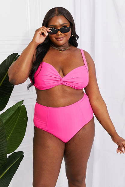 Pink High-Waisted Twist Bikini