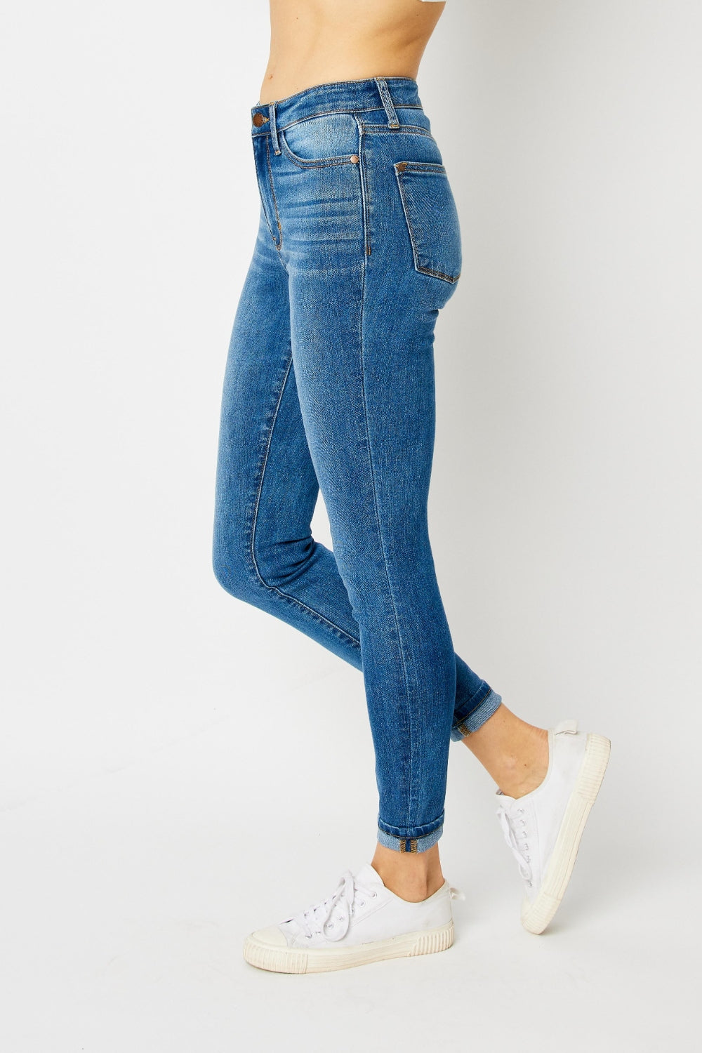 Judy Blue Low Rise Super Stretch Skinny Jeans with Cuffs
