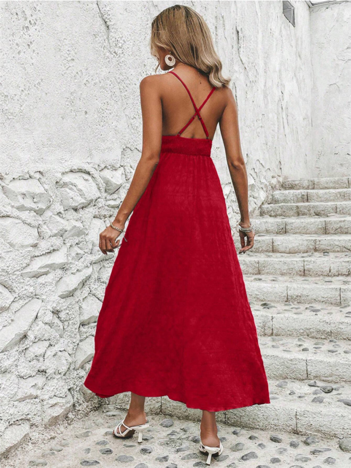 Back-to-School Flowy V-Neck Maxi Dress