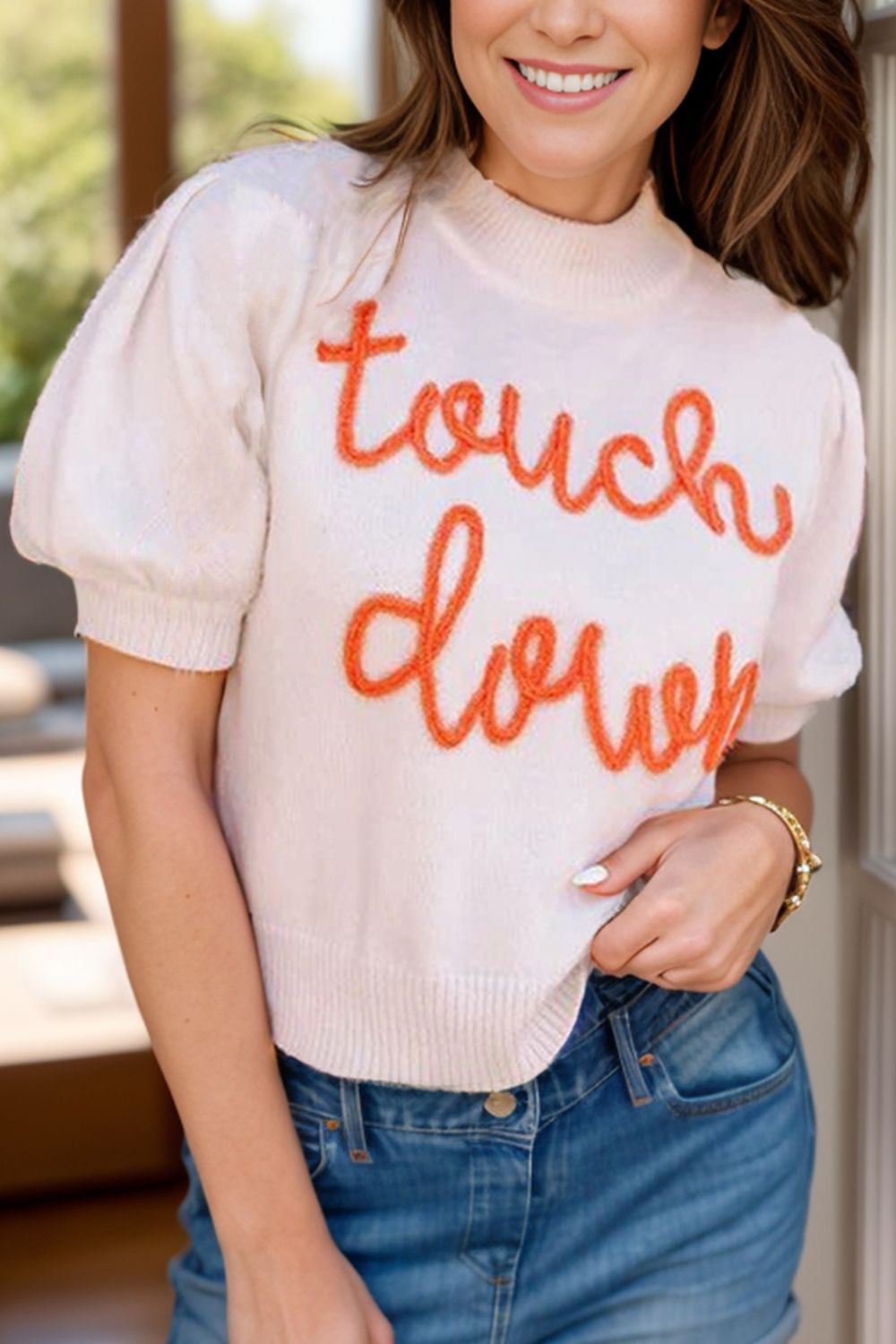 Mock Neck Knit Top White