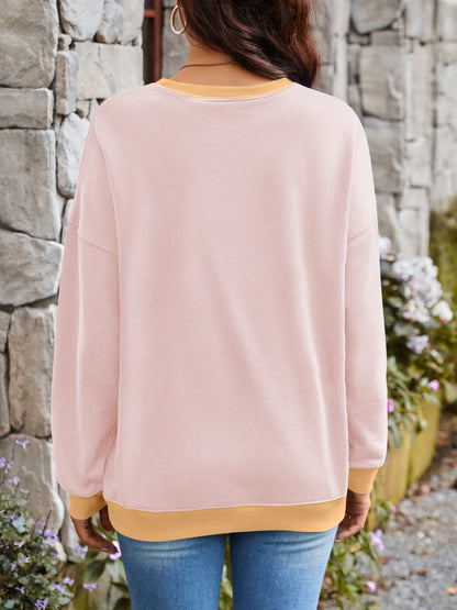 Women's Contrast Long Sleeve Sweatshirt