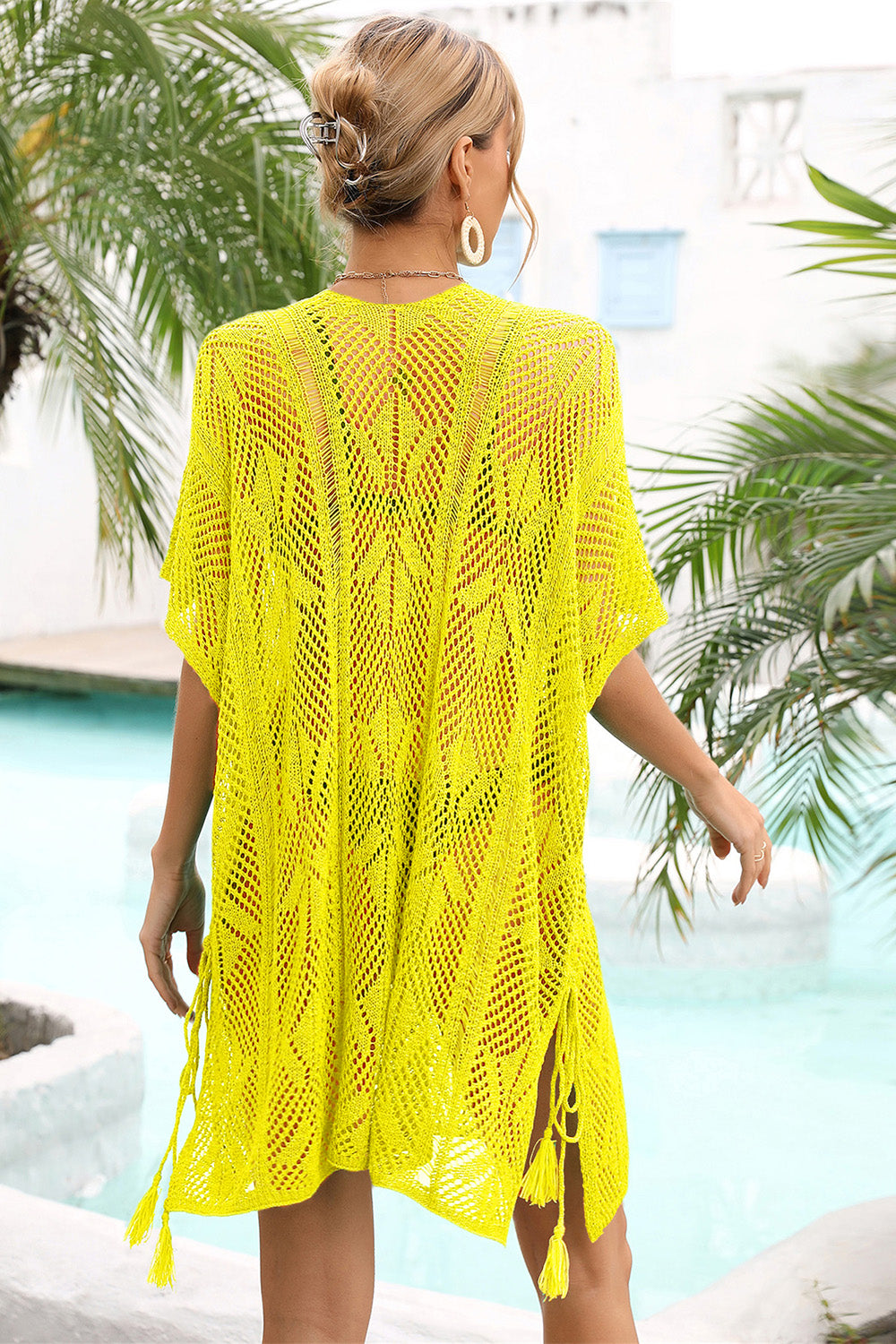 Lace Up Side Knit Beach Cover Up