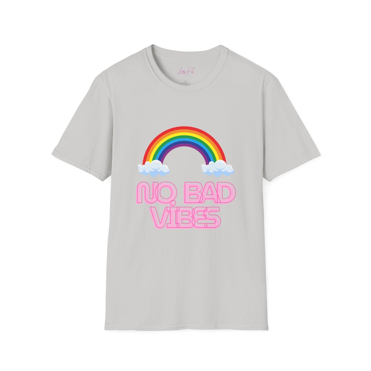 No Bad Vibes Rainbow T-Shirt – Spread Positivity in Style Ice Grey