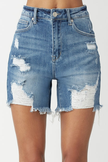 RISEN High Waisted Distressed Denim Shorts Medium