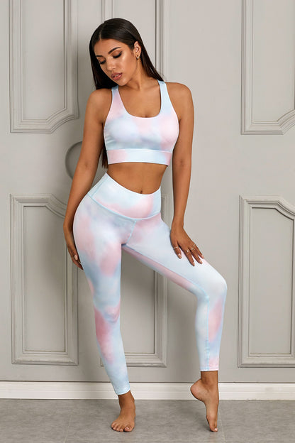 Printed Sports Bra and Leggings Set Multicolor