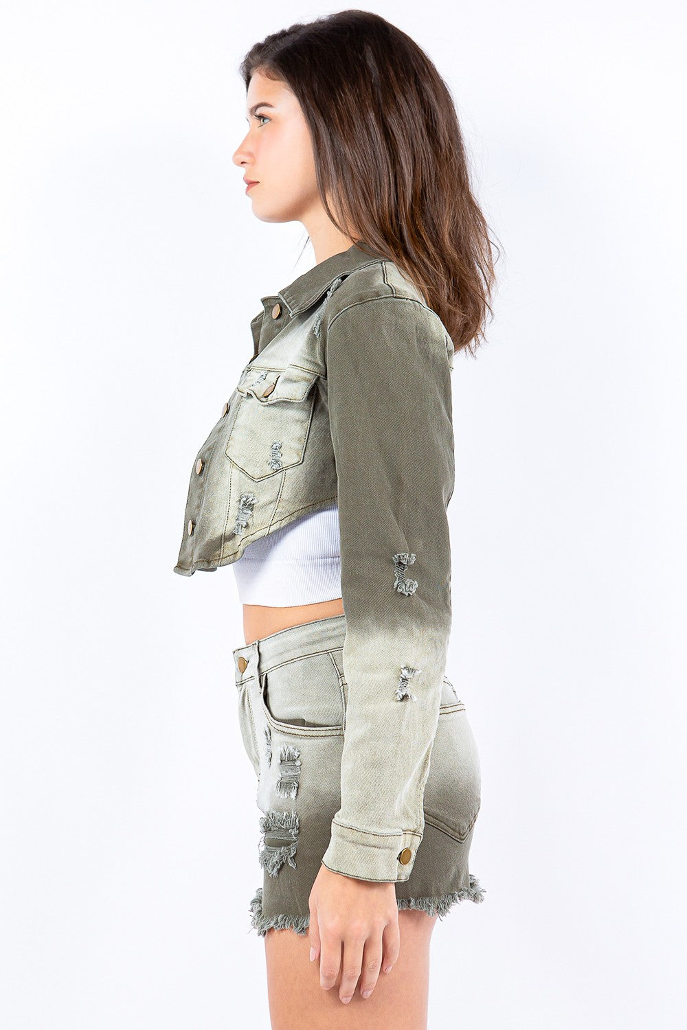 Women's Ombre Denim Crop Jacket