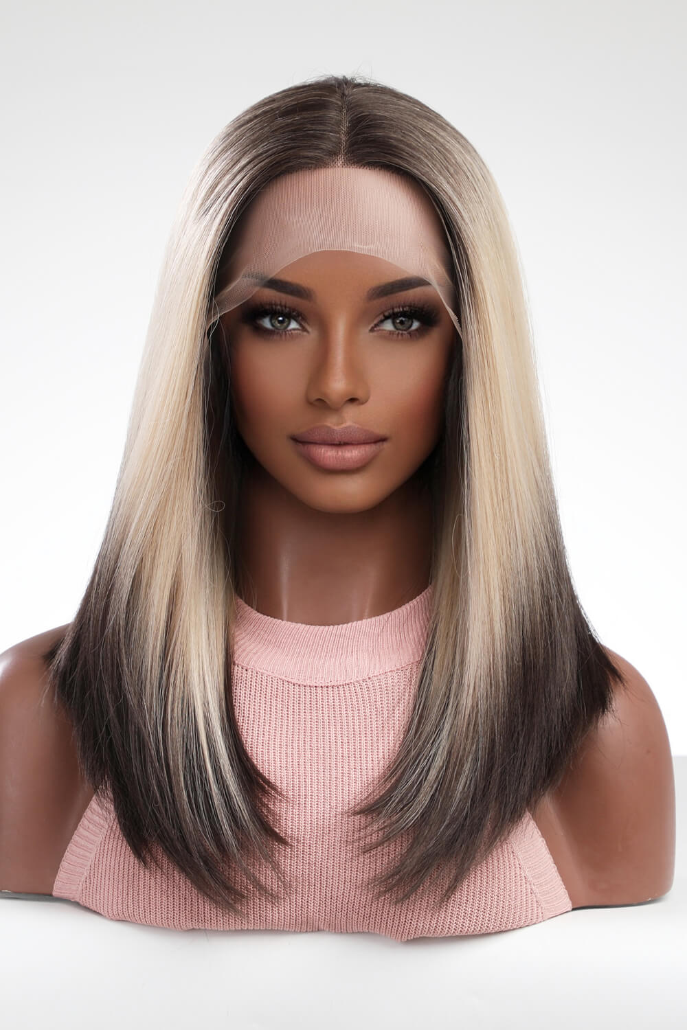 16" Long Straight Lace Front Wig Blonde Brown One Size