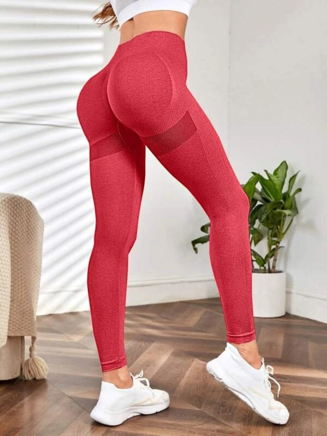 High Waist Active Pants Deep Red