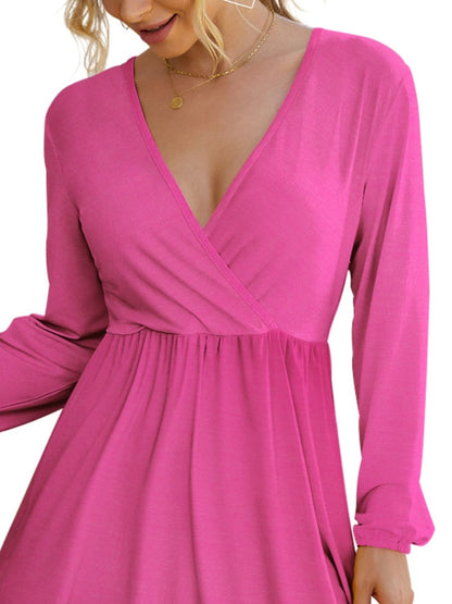 Long Sleeve Surplice Mini Dress