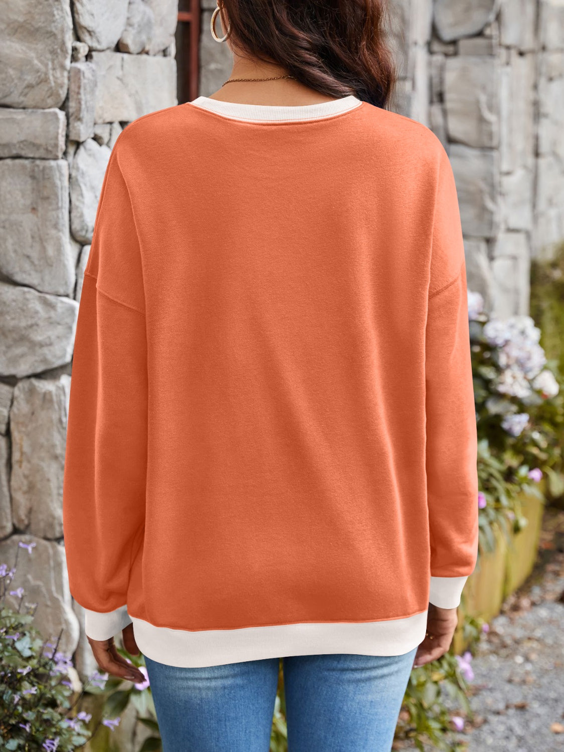 Women's Contrast Long Sleeve Sweatshirt