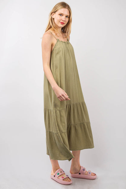 Tiered Cotton Midi Dress