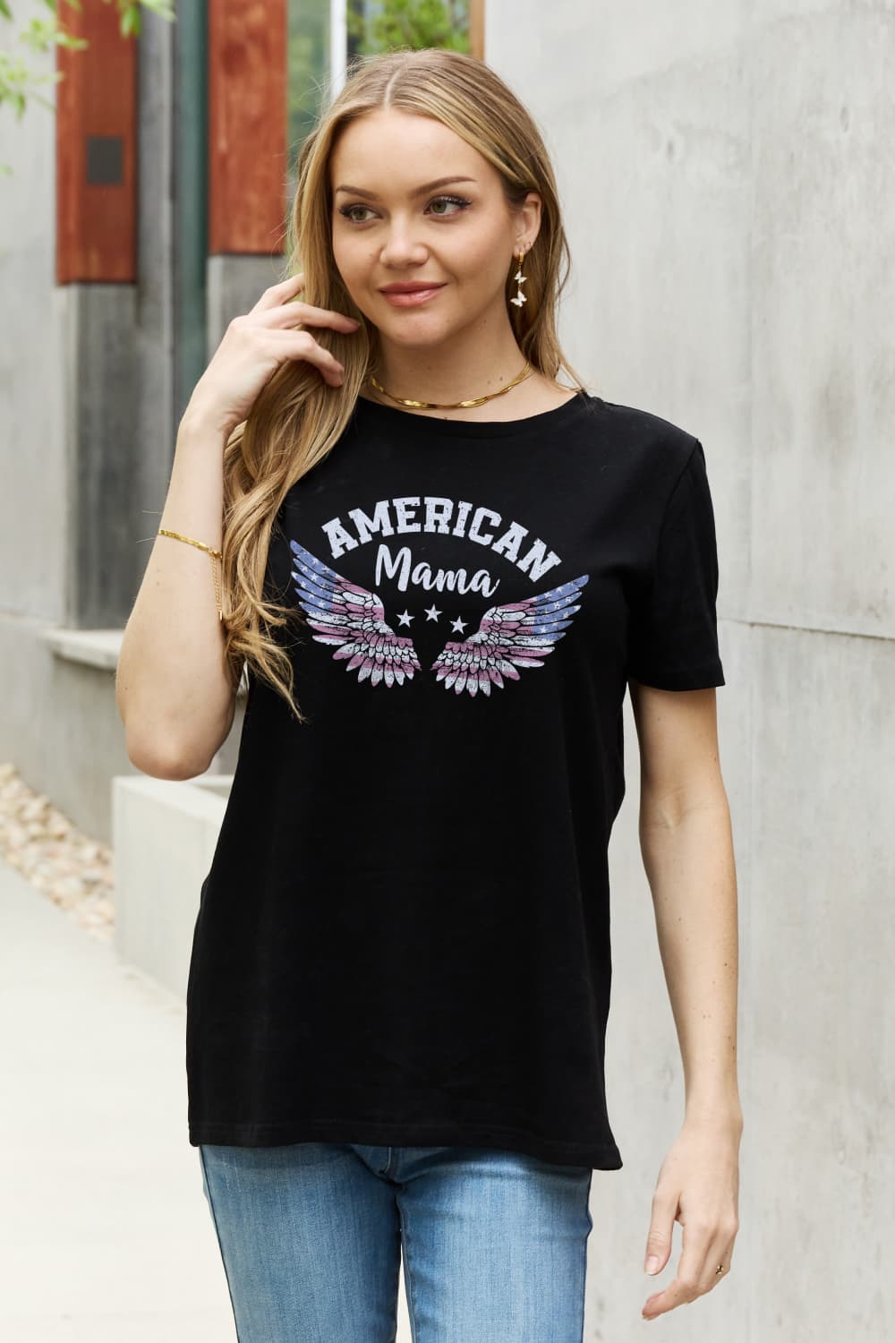 Simply Love AMERICAN MAMA Graphic Cotton Tee