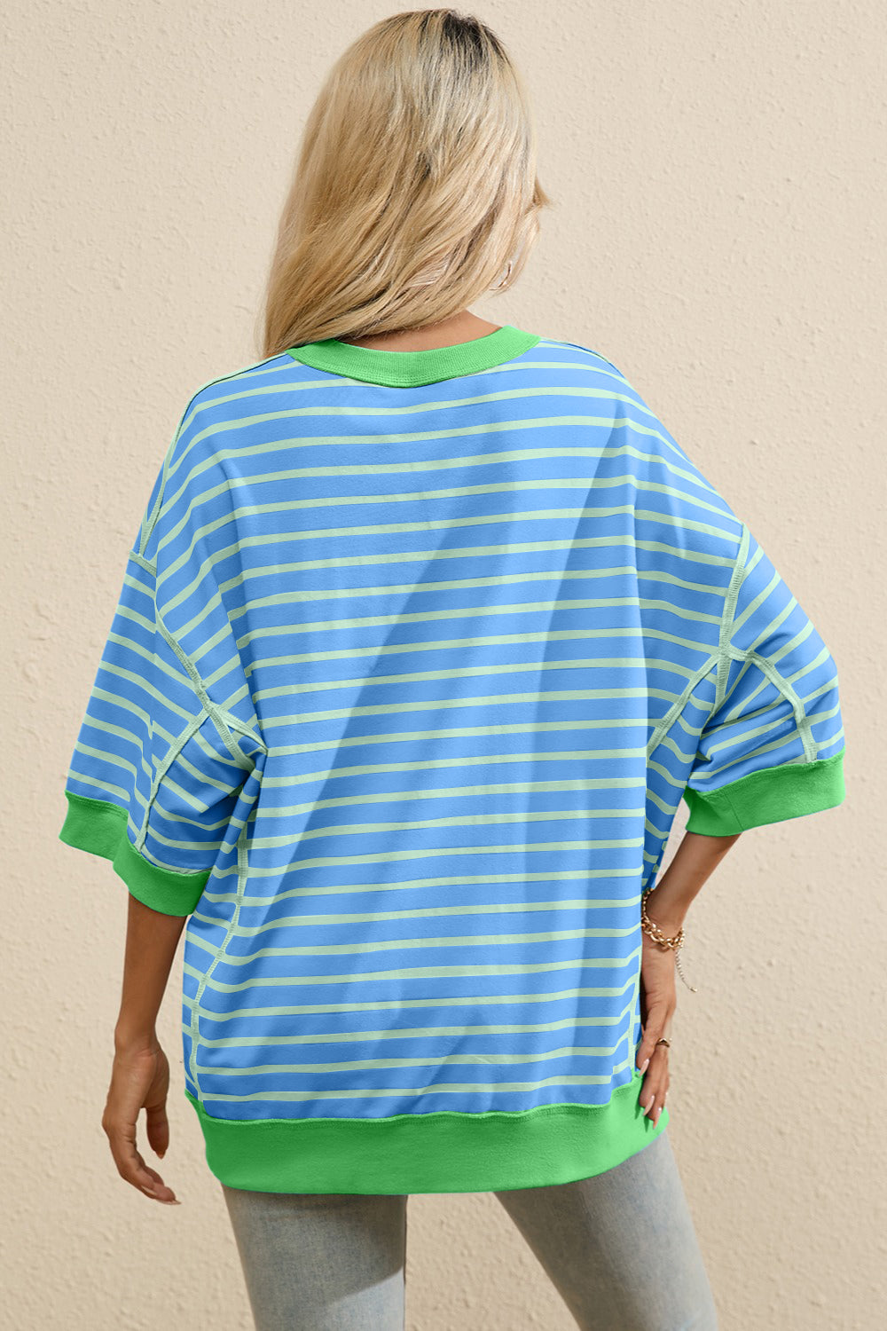 Striped Round Neck Half Sleeve T-Shirt