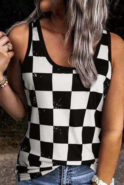 Checkered Scoop Neck Tank Plaid