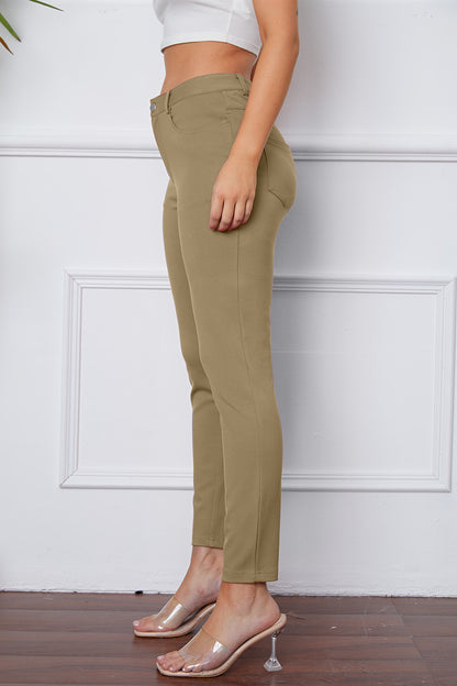 High Waist Stretchy Rayon Blend Pants