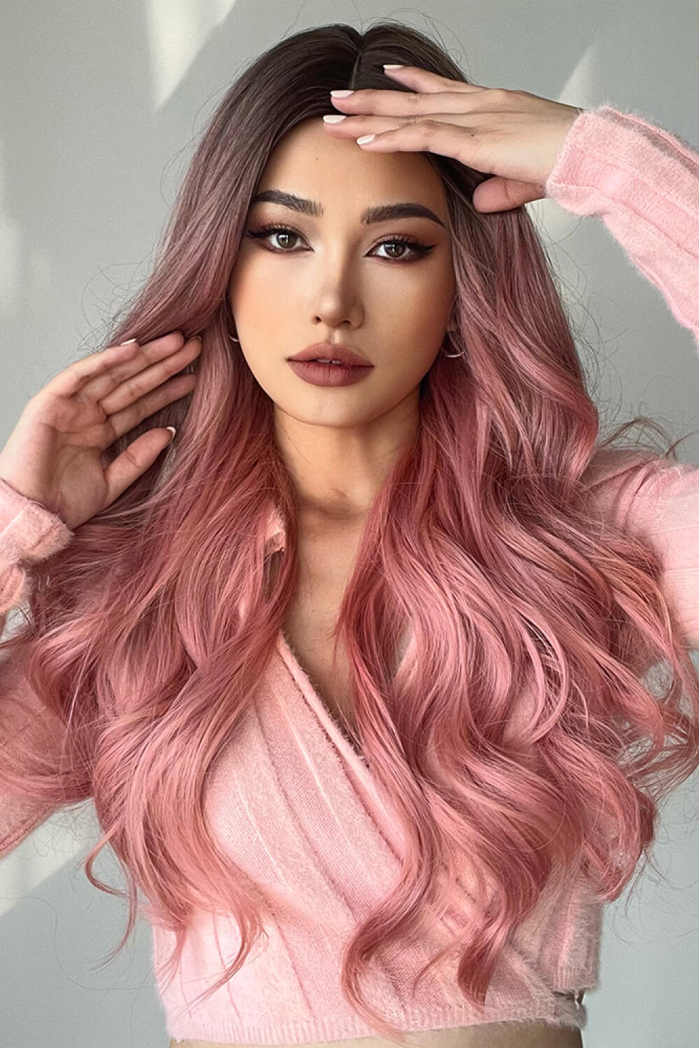 26" Pink Wavy Wig