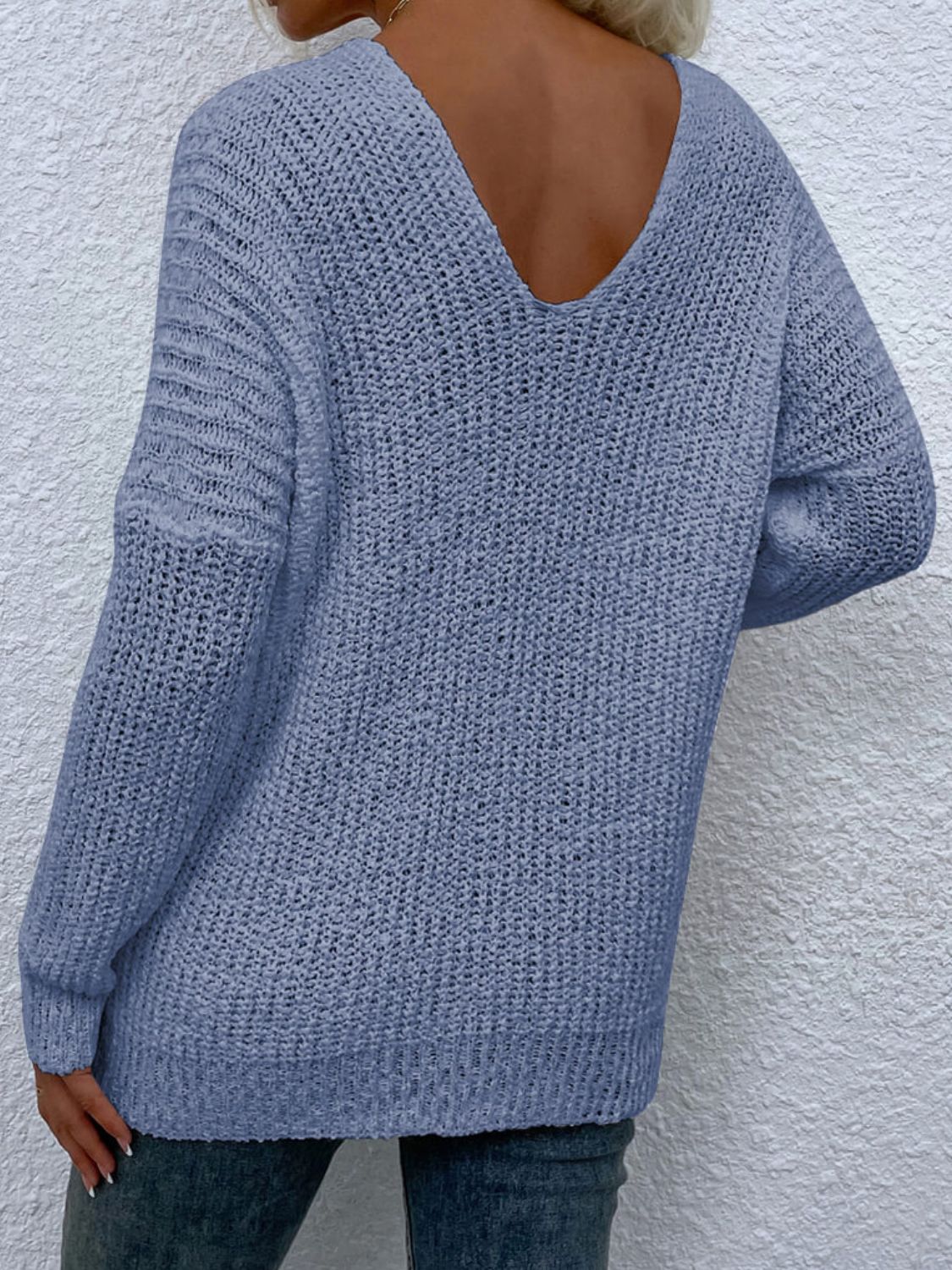 Angel Wings Rib-Knit V-Neck Tunic Sweater