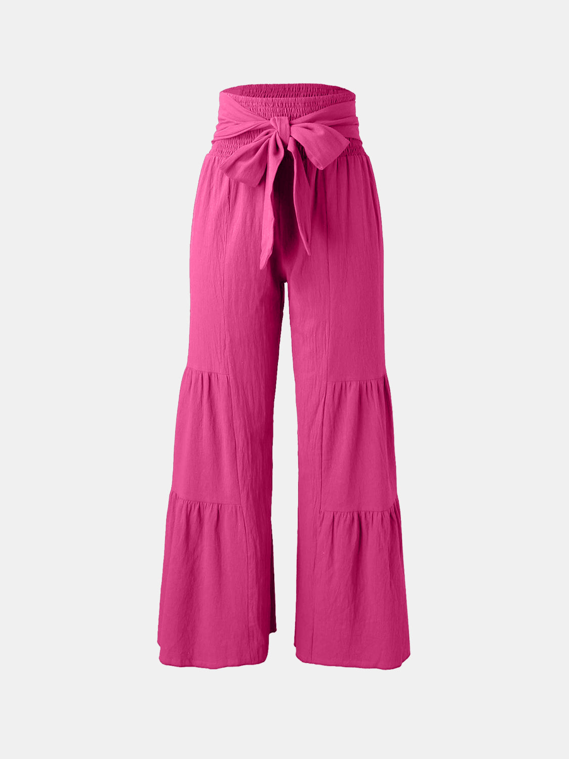 Tied Ruched Wide Leg Pants Deep Rose