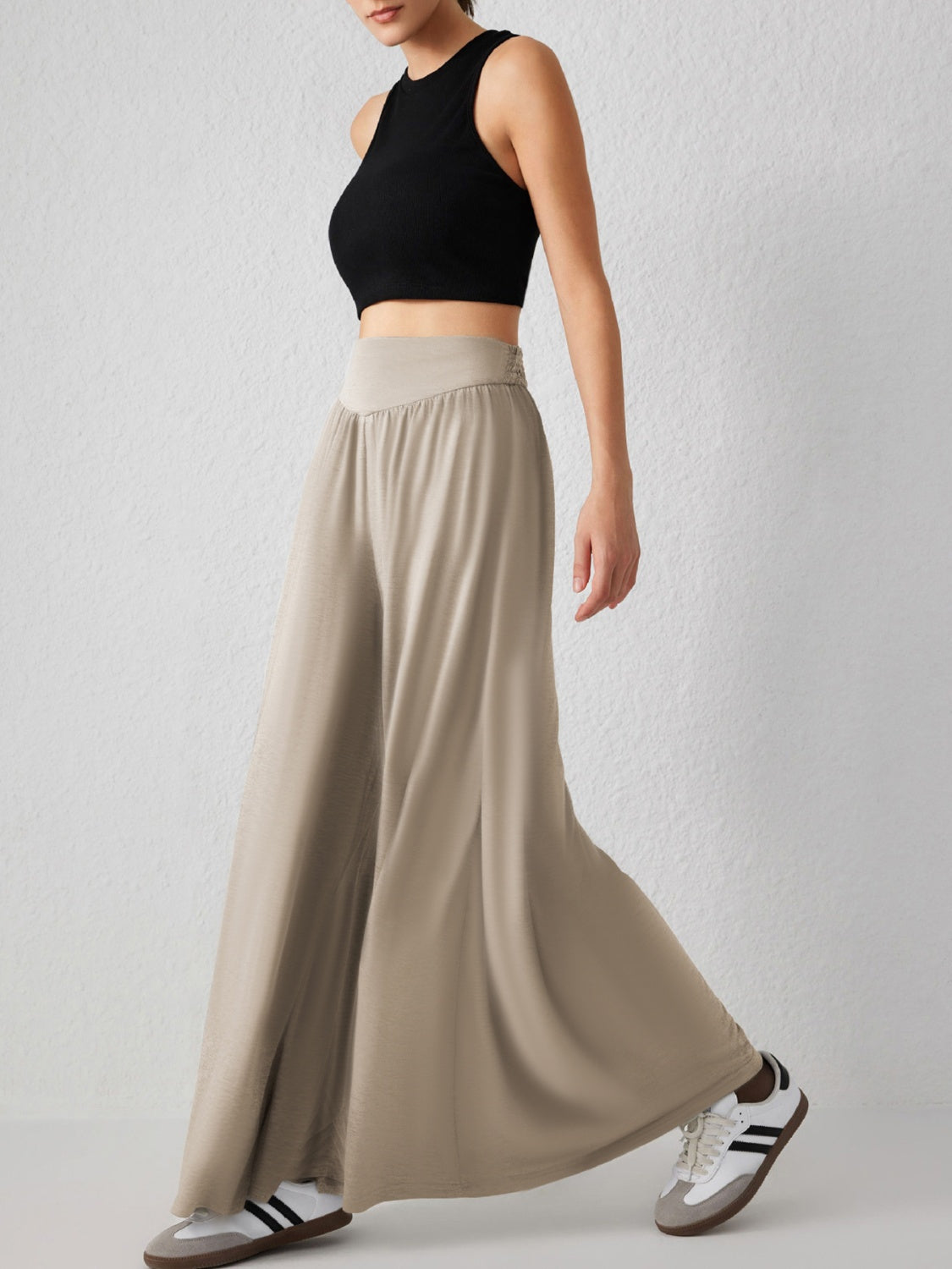 High Waist Wide Leg Pants Khaki