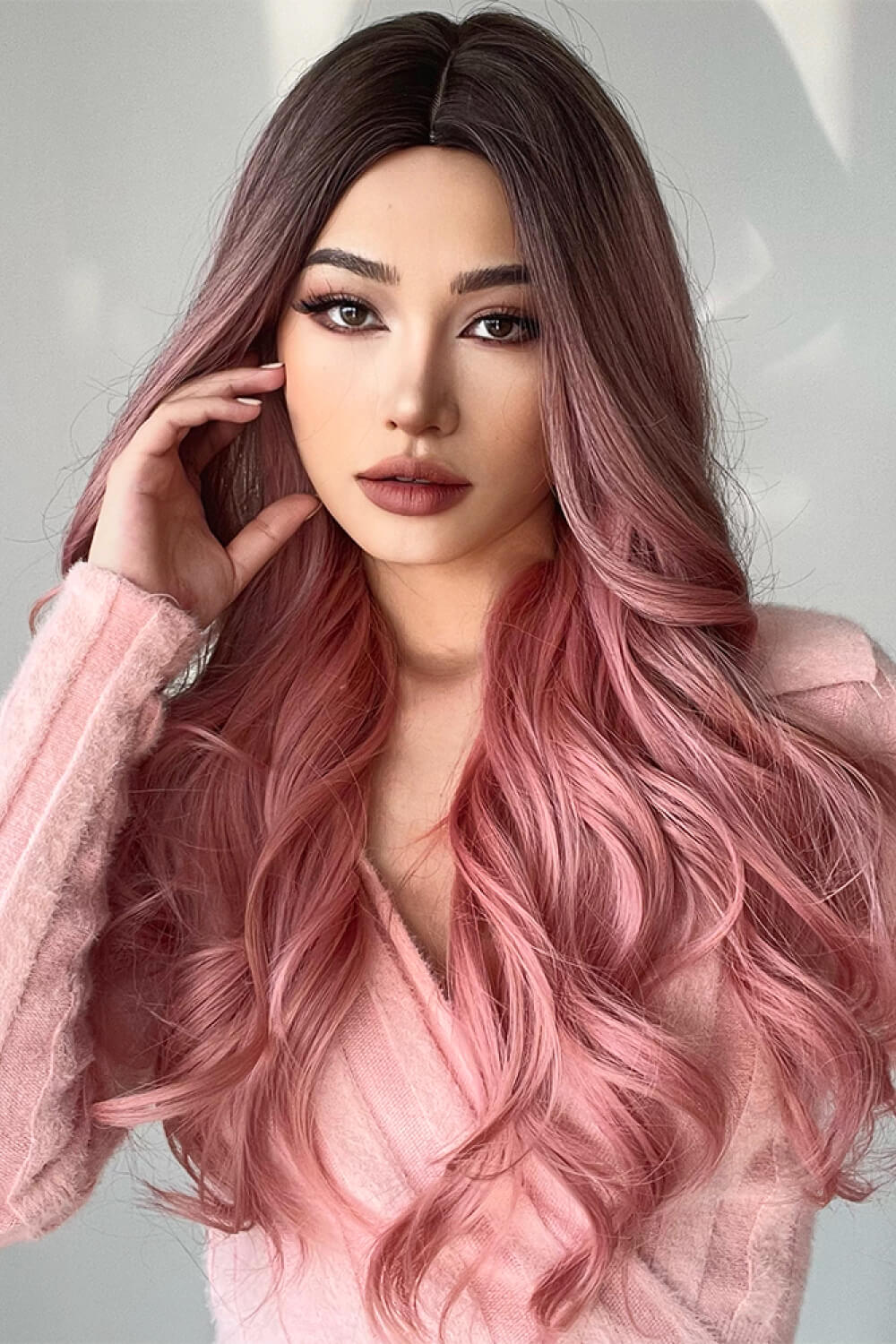 26" Pink Wavy Wig