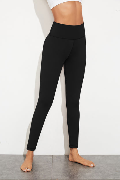 Exposed Seam High Waist Yoga Leggings Black L