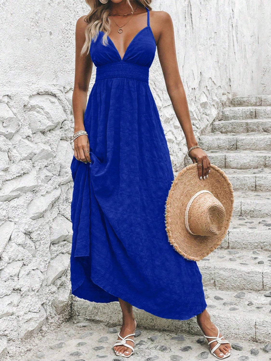 Back-to-School Flowy V-Neck Maxi Dress