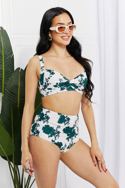 Forest Green High-Waisted Twist Bikini