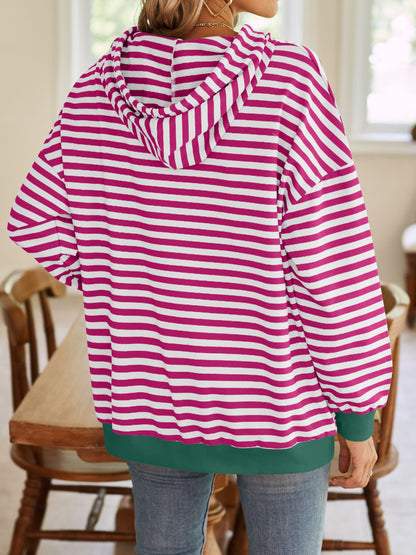 Striped Drawstring Hoodie