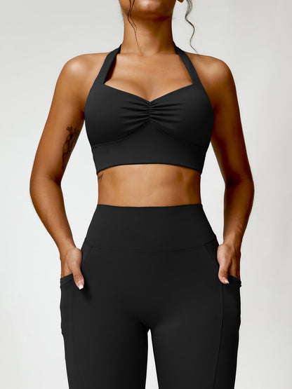 Halter Neck Active Bra Black