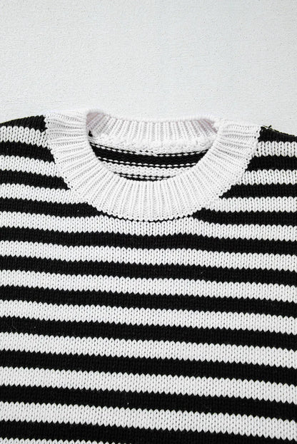 Striped Round Neck Long Sleeve Sweater