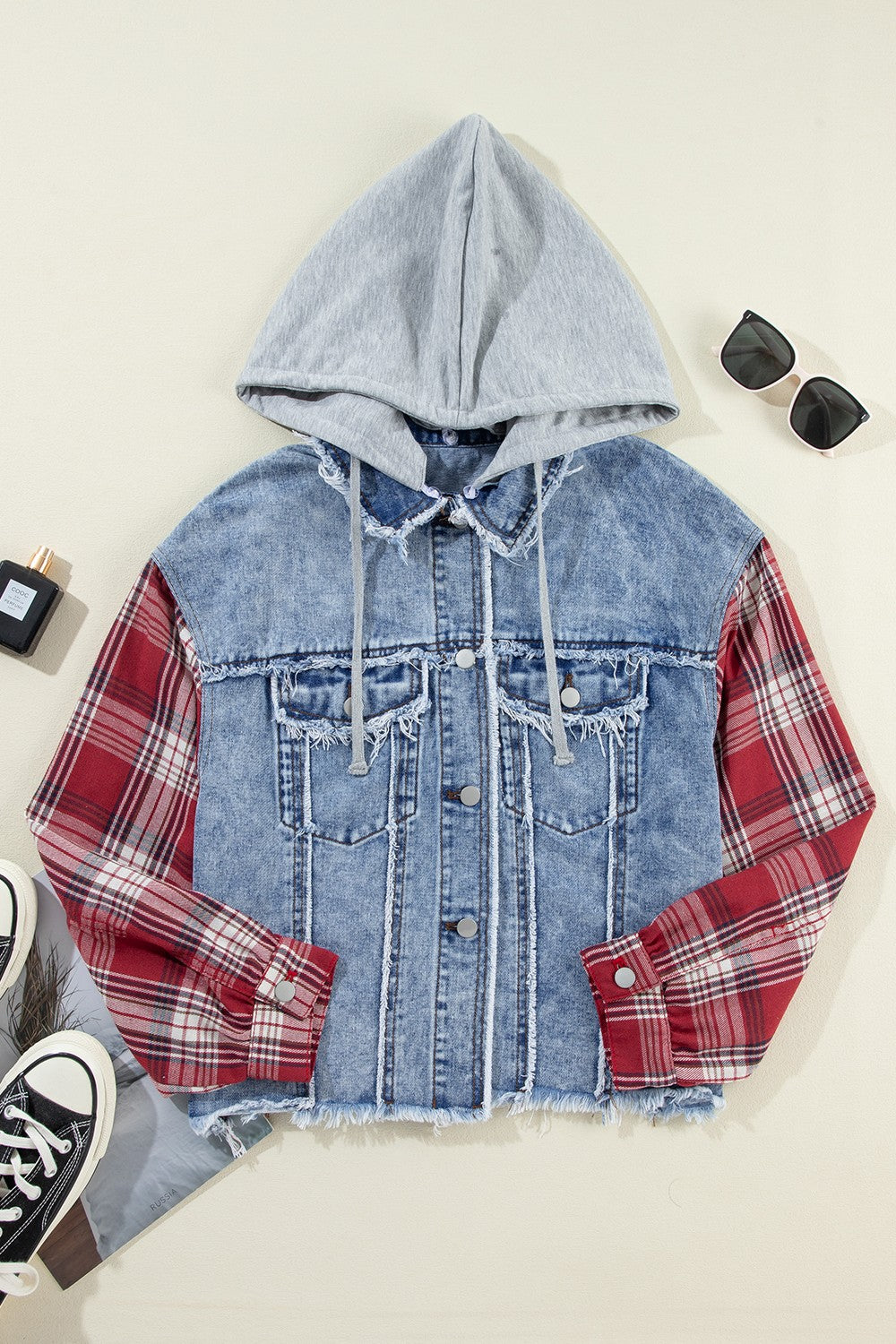 Women's Plaid Denim Jacket