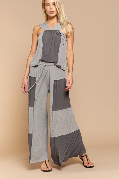 POL Ribbed Contrast Wide Leg Pants