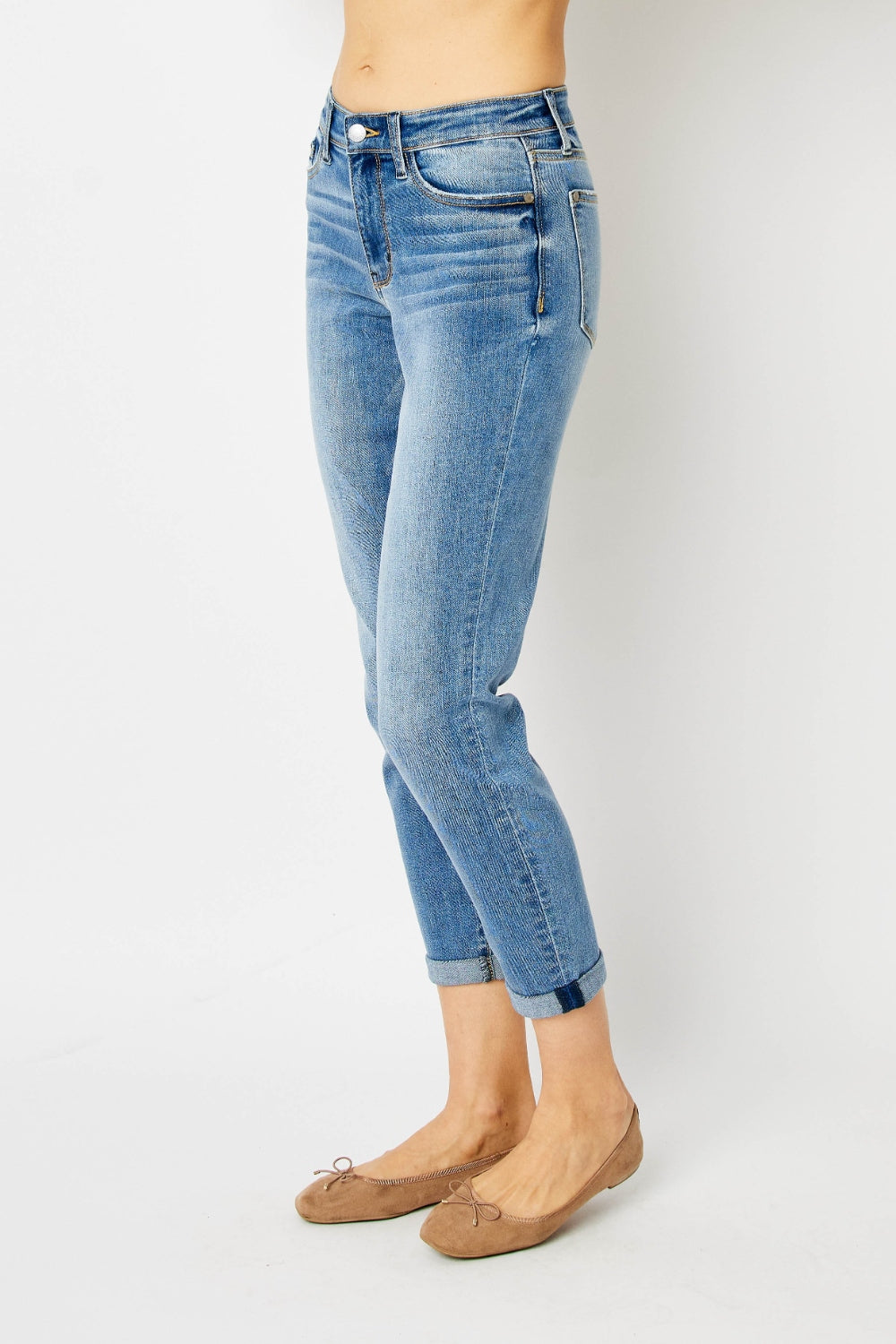 Judy Blue Low-Rise Cuffed Slim Jeans