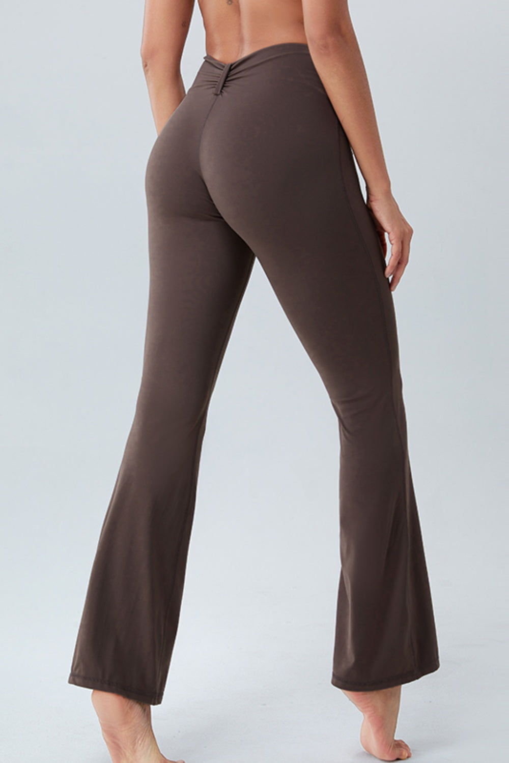 Ruched High Waist Active Pants Chocolate