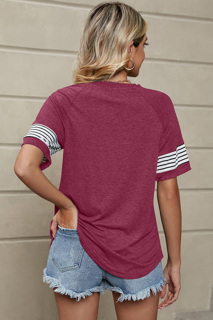 Striped Round Neck Short Sleeve T-Shirt