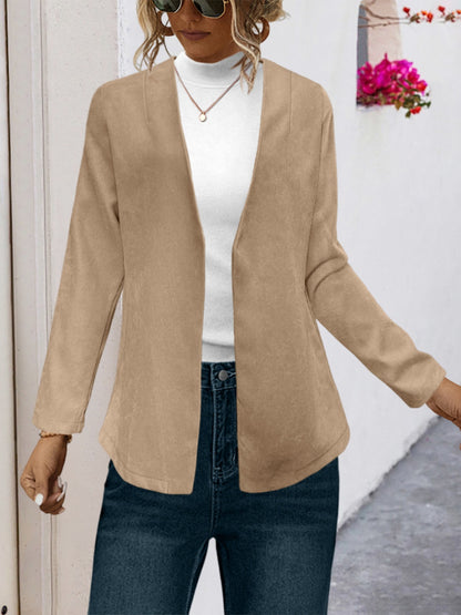 Open Front Long Sleeve Cardigan Camel