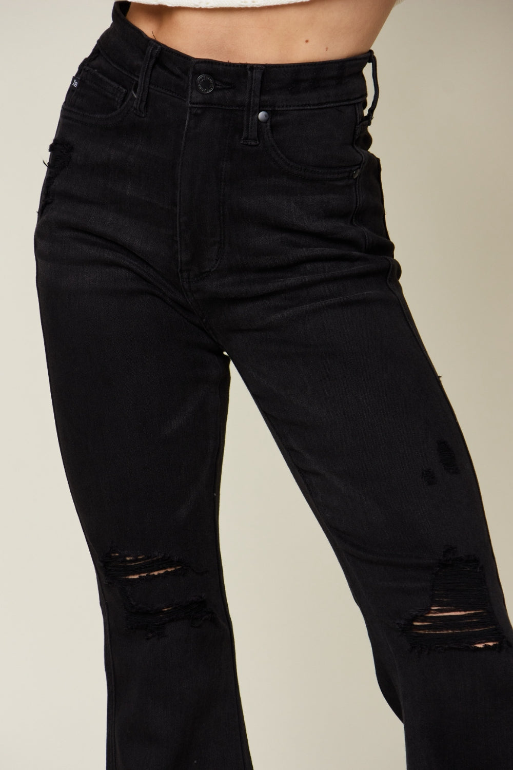 Judy Blue High-Waisted Distressed Flare Jeans